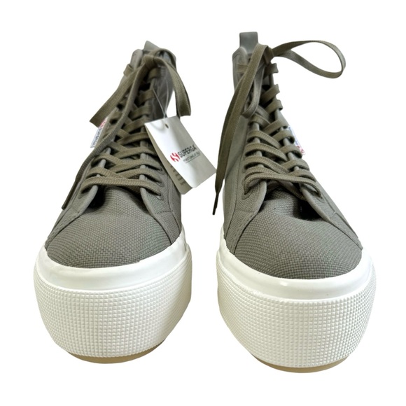 Superga 2708 Hi Top Tank Platform Sneakers Safari Green/ Favorio/ Milky Size 9 - Picture 5 of 16